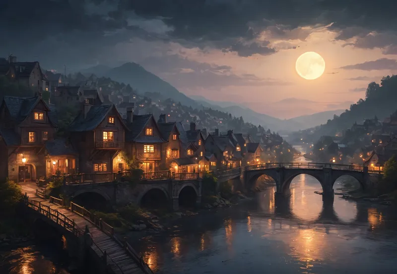 Night on the River wallpaper