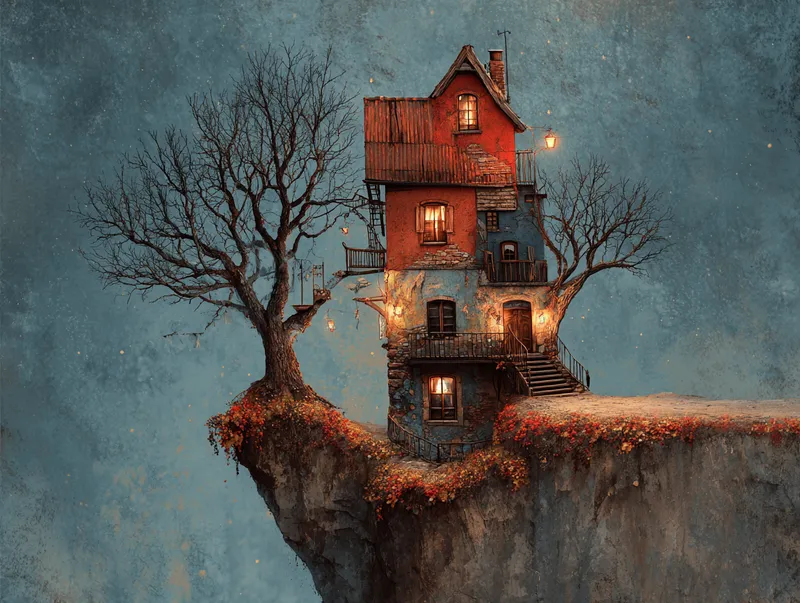 Tree House On A Cliff wallpaper