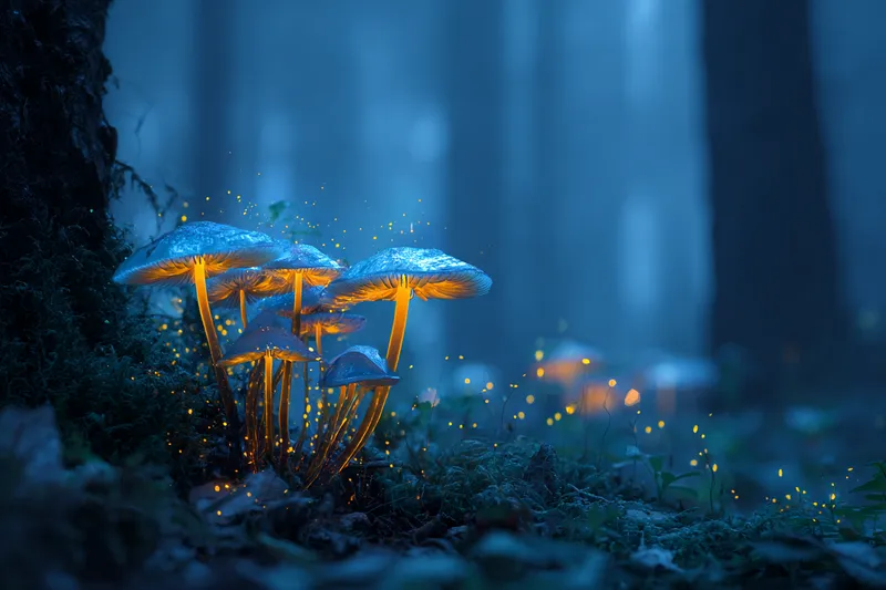 Glowing Mushrooms wallpaper