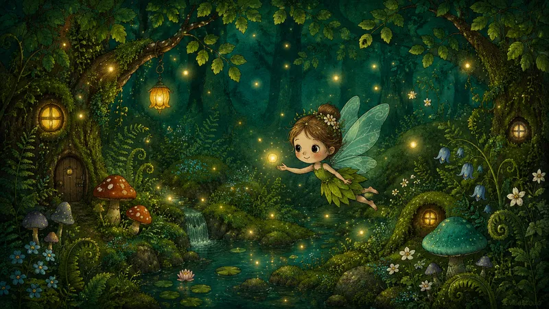 Ferry in the Woods wallpaper