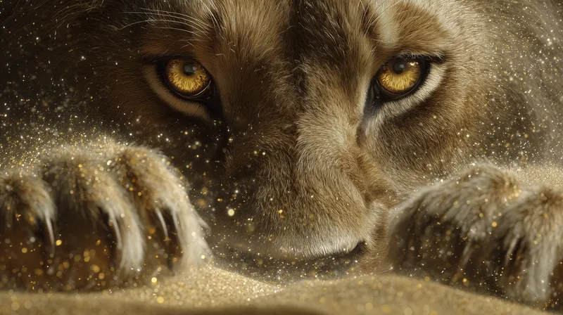 Golden Gaze – Lioness in the Sand wallpaper