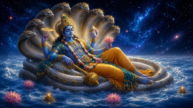 Vishnu Resting on Shesha Naga wallpaper