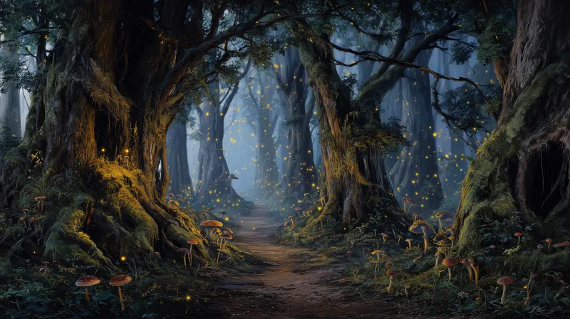 Enchanted Forest Path at Twilight wallpaper