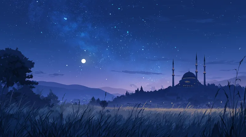 Moonlit Mosque at Twilight wallpaper