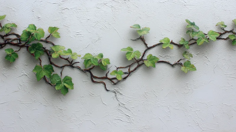 Wandering Ivy on White Plaster wallpaper