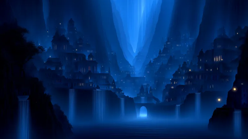 Azure Realm of Cascading Spires wallpaper