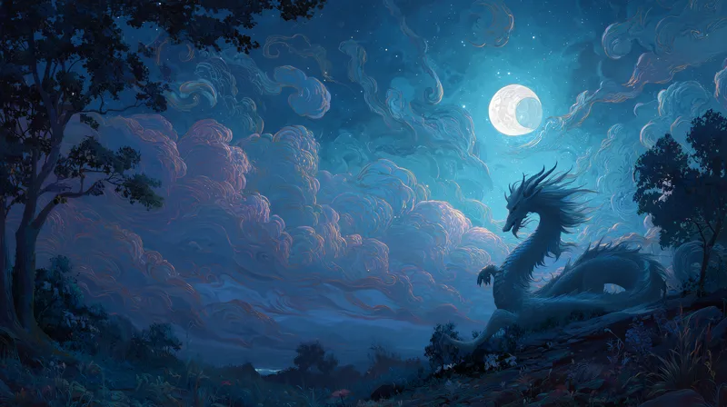 Moonlit Dragon wallpaper