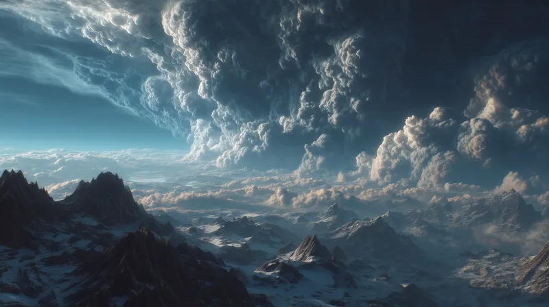 Storm Over the Frozen Peaks wallpaper