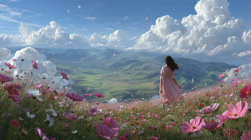 Blooming Hillside Reverie wallpaper
