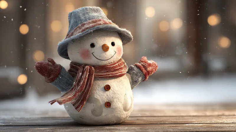 Cheerful Snowman in a Winter Snowfall wallpaper