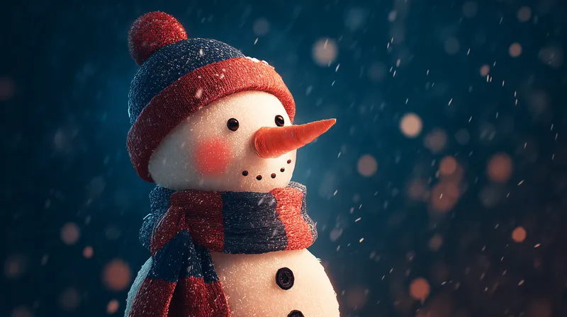 Cozy Snowman in a Winter Snowfall wallpaper