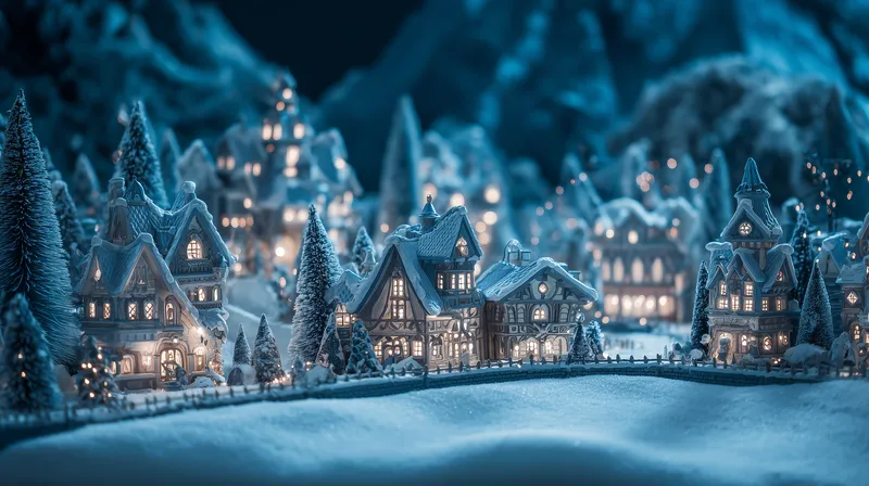 Enchanted Winter Village at Night wallpaper