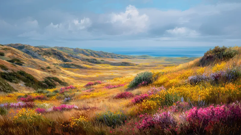 Coastal Wildflower Valley wallpaper