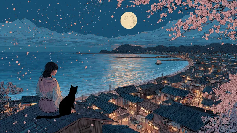 Moonlit Sakura Vigil wallpaper