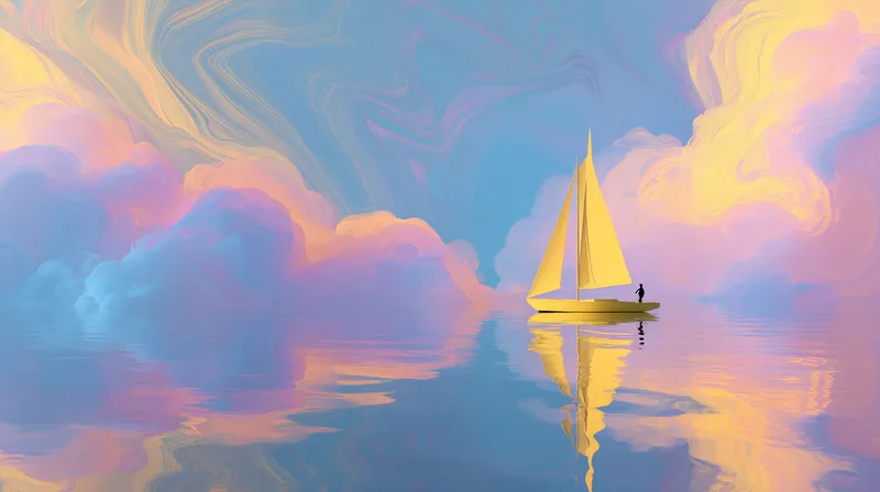 Golden Sail on Pastel Seas wallpaper