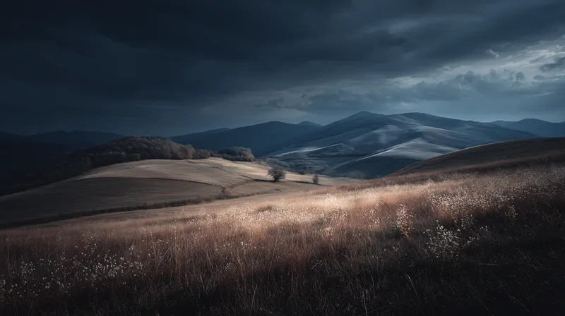 Storm Over Rolling Hills wallpaper