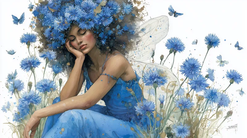 Cornflower Fairy Dream wallpaper