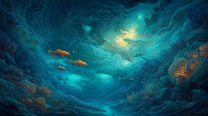 Goldfish in the Deep Abyss wallpaper