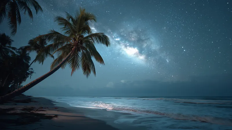 Tropical Beach Under the Milky Way wallpaper