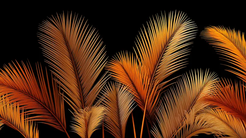 Golden Palm Fronds on Black wallpaper