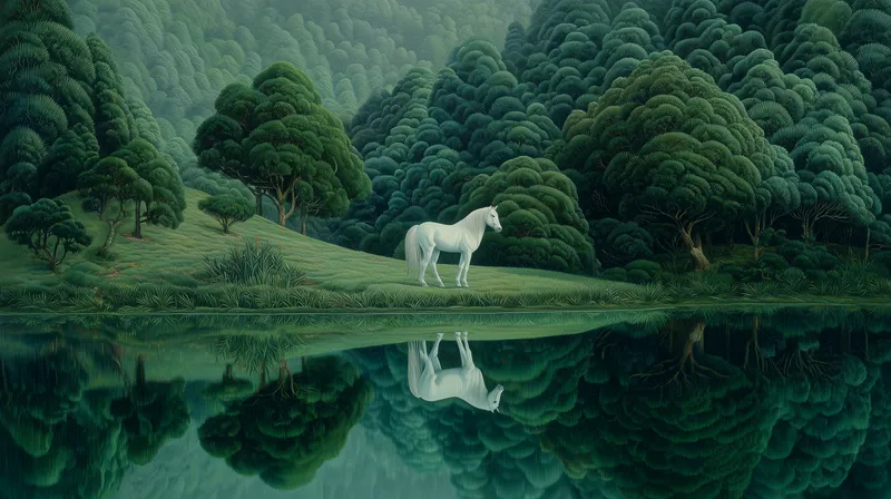 White Horse by the Emerald Lake wallpaper