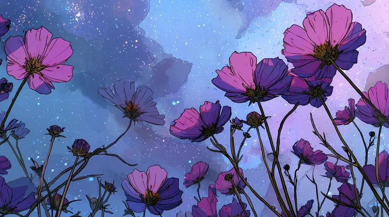 Cosmic Cosmos Blooms wallpaper