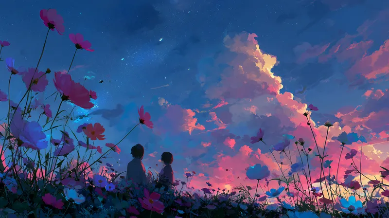 Twilight Cosmos Field wallpaper