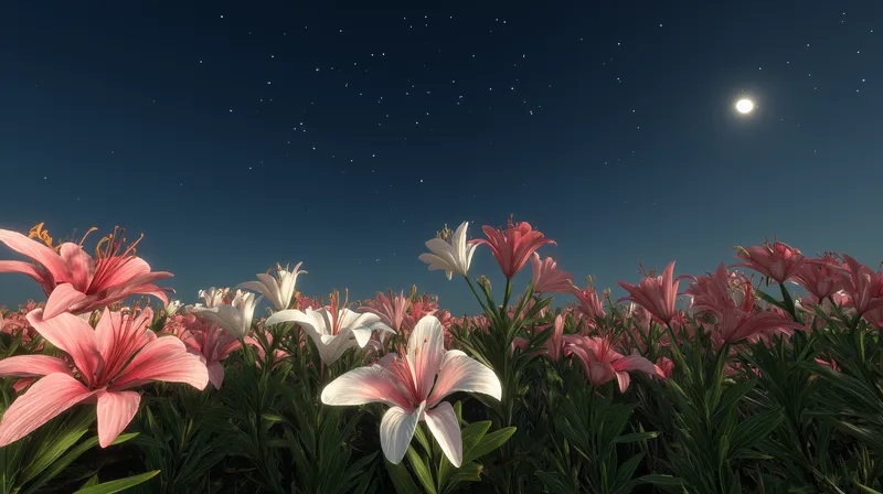 Moonlit Lily Field wallpaper