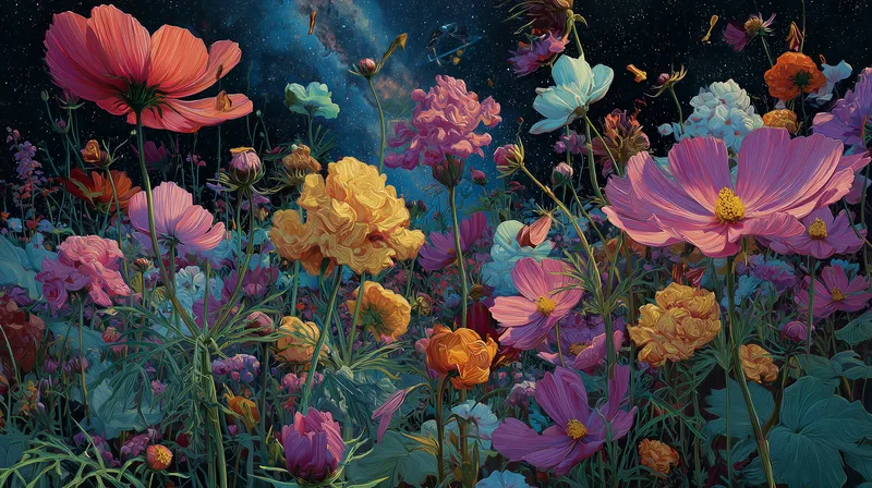Cosmic Wildflower Garden wallpaper