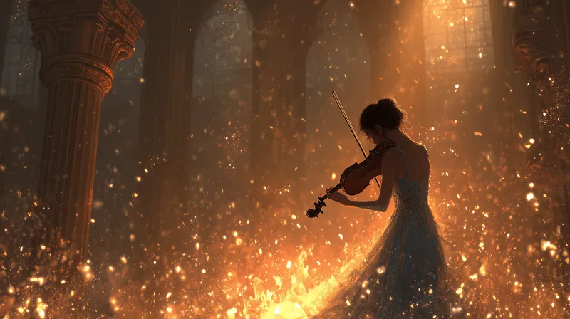 Violin Serenade in Golden Light wallpaper