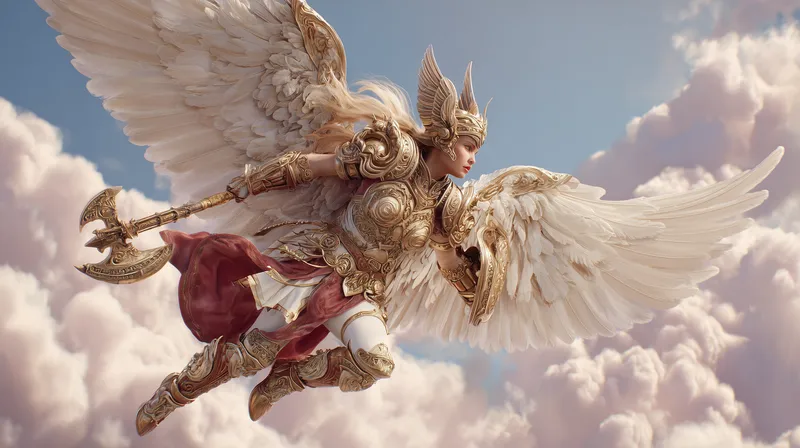 Celestial Valkyrie in Golden Armor wallpaper