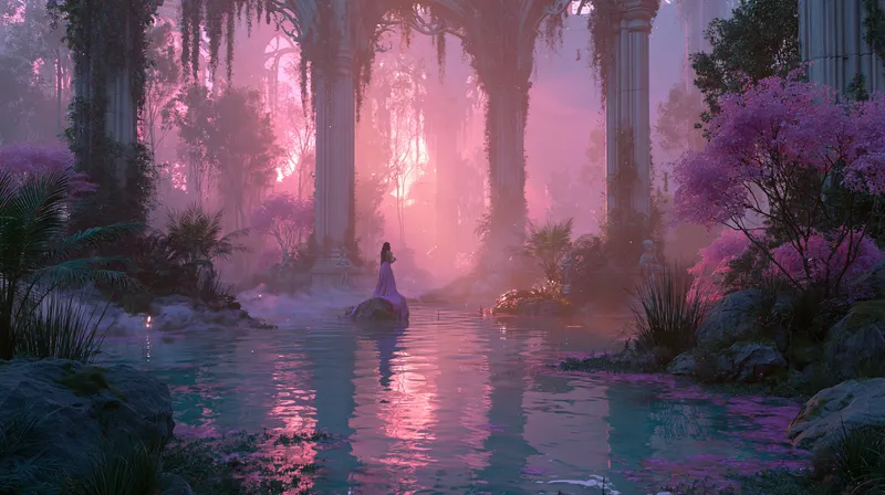 Purple Fantasy Ruins wallpaper