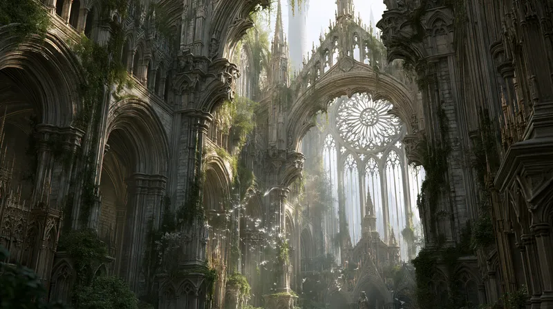Overgrown Gothic Cathedral Wallpaper wallpaper