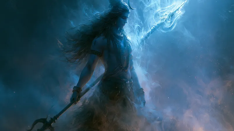 Cosmic Storm Mahadev 4K Laptop Wallpaper wallpaper