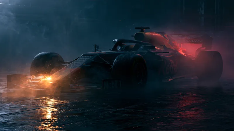 Rainy Night F1 Race Car Desktop Wallpaper wallpaper