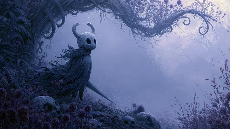 Ghostly Hollow Knight Misty Forest Wallpaper wallpaper
