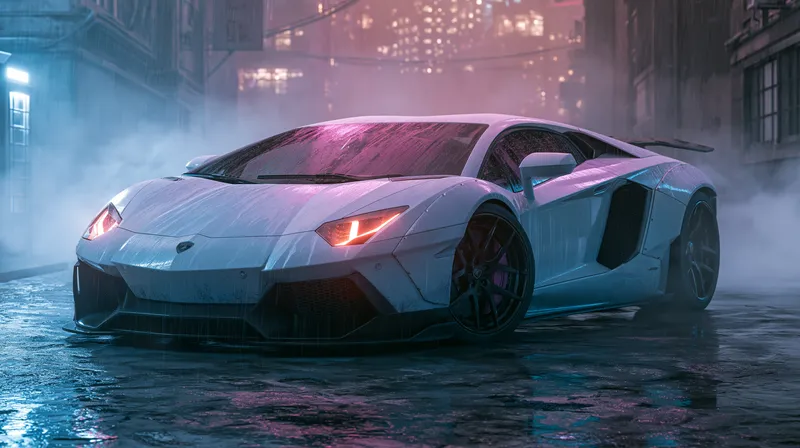 Rainy Night Lamborghini Aventador Wallpaper wallpaper