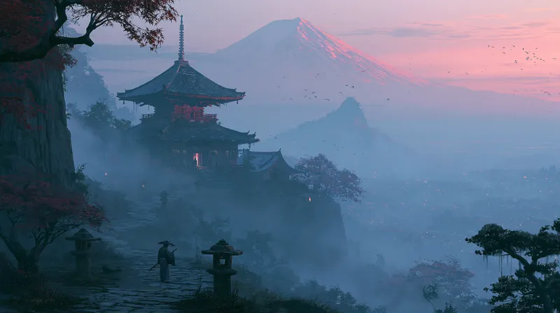 Misty Pagoda Japan Wallpaper wallpaper