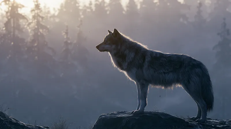 Misty Forest Wolf Wallpaper wallpaper