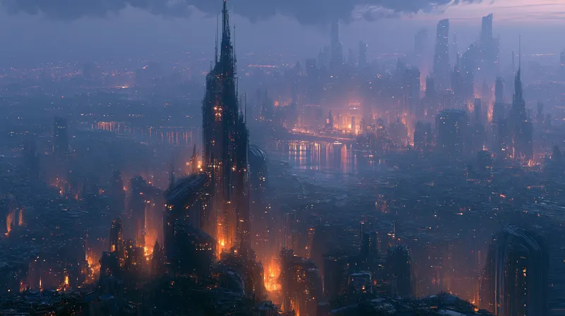 Dystopian Ember City Wallpaper wallpaper
