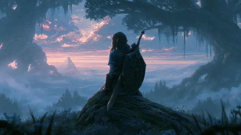 Misty Dawn Zelda-Style Warrior Wallpaper wallpaper