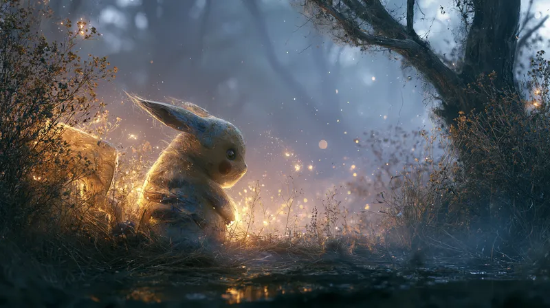 Glowing Pikachu Misty Forest Wallpaper wallpaper