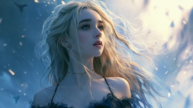 Windswept Blonde Fantasy Girl 4K Wallpaper wallpaper