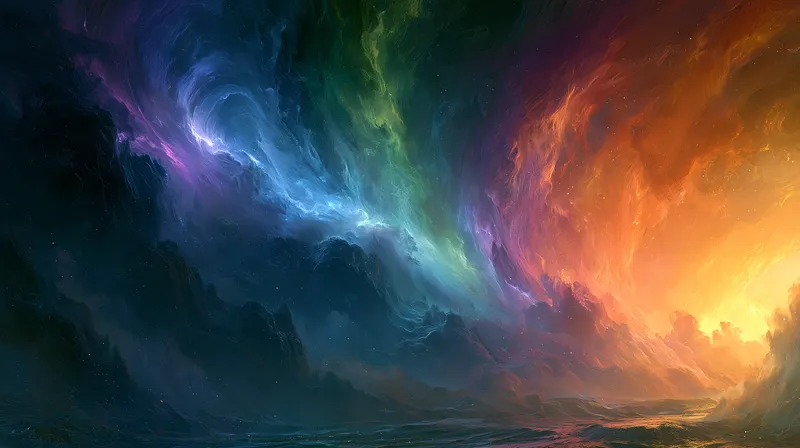 Swirling Rainbow Storm Fantasy Wallpaper wallpaper
