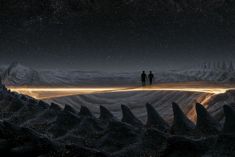 Cosmic Desert Silhouettes wallpaper