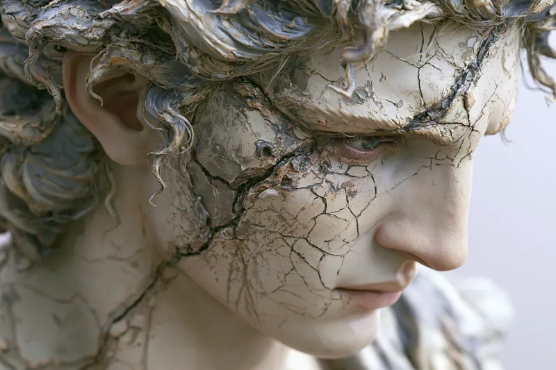 Cracking Greek Young Male Statue Face wallpaper