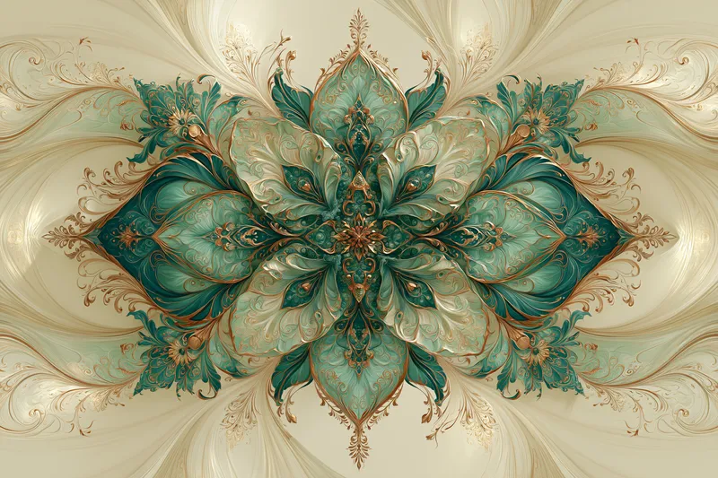 Teal Bloom Fantasy Ornament Cream Wallpaper wallpaper