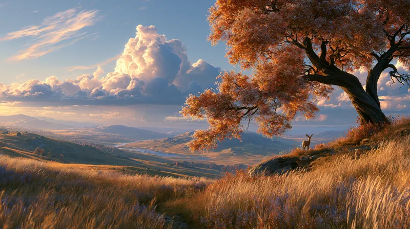 Deer Under Autumn Tree Wallpaper wallpaper
