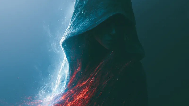 Hooded Figure Fire and Ice Wallpaper wallpaper