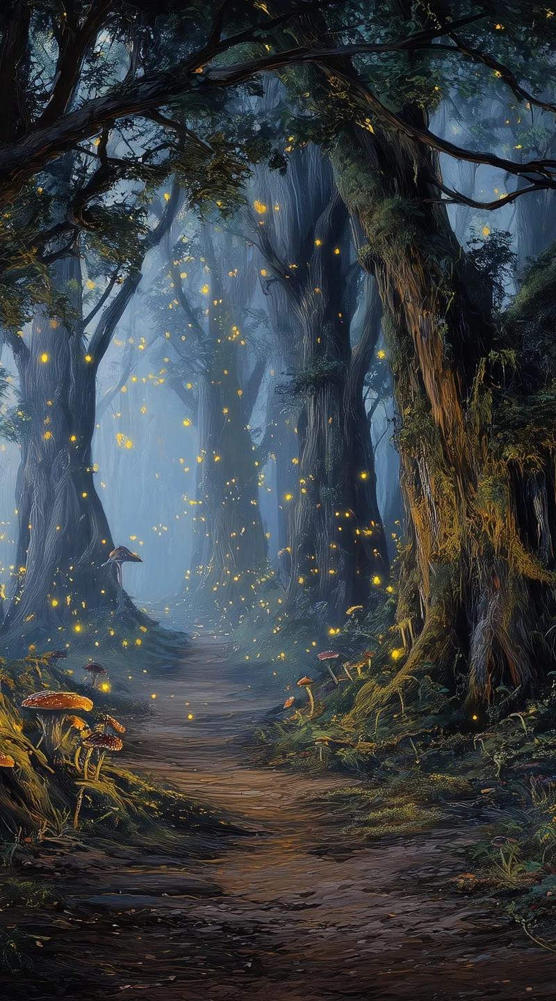 Enchanted Forest Path at Twilight (Mobile) wallpaper